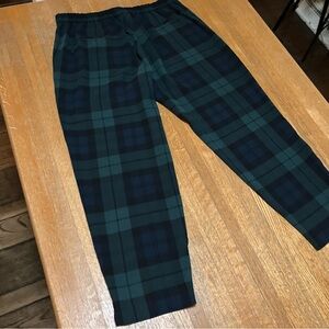 J Crew Jamie Pant Size 14 Black Watch Plaid Loose Fit Slant Pockets Pull On